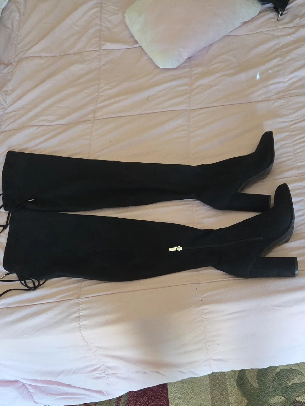 EUC!! Marc Fisher Black Faux Suede Over-the-Knee Block Heel Boots